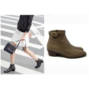 J Crew Martie Sleek Leather Buckle Dress Bootie Women's 6.5 Cobblestone